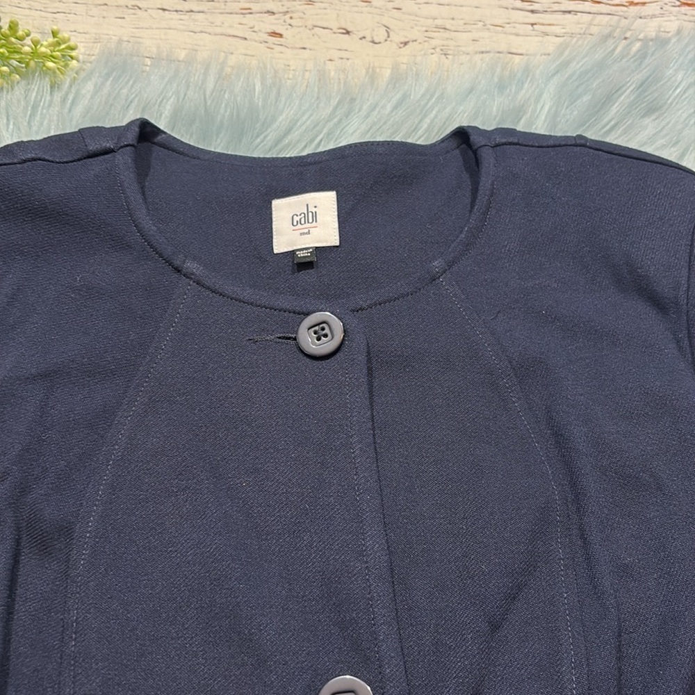 Cabi The Lido Button Front Long Jacket Navy Sz M - Picture 3 of 12